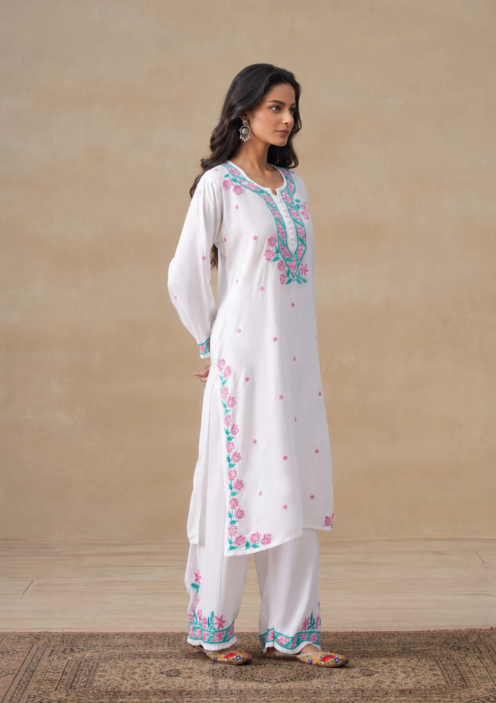 Gulab Rayon Chikankari Co-ord Set