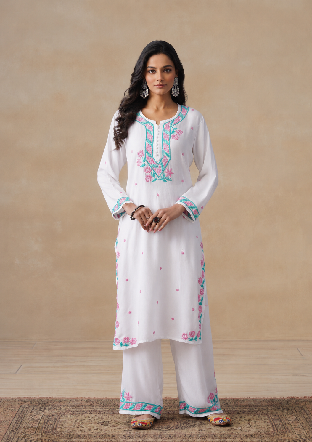 Gulab Rayon Chikankari Co-ord Set