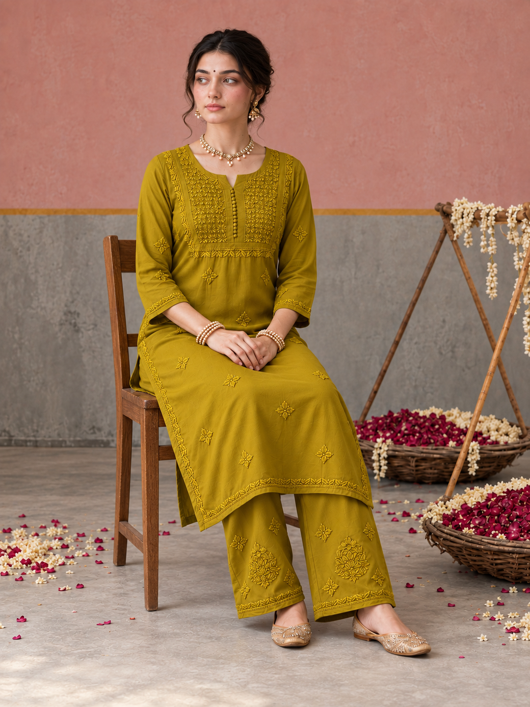 Lajja Chikankari Rayon Co-ord Set