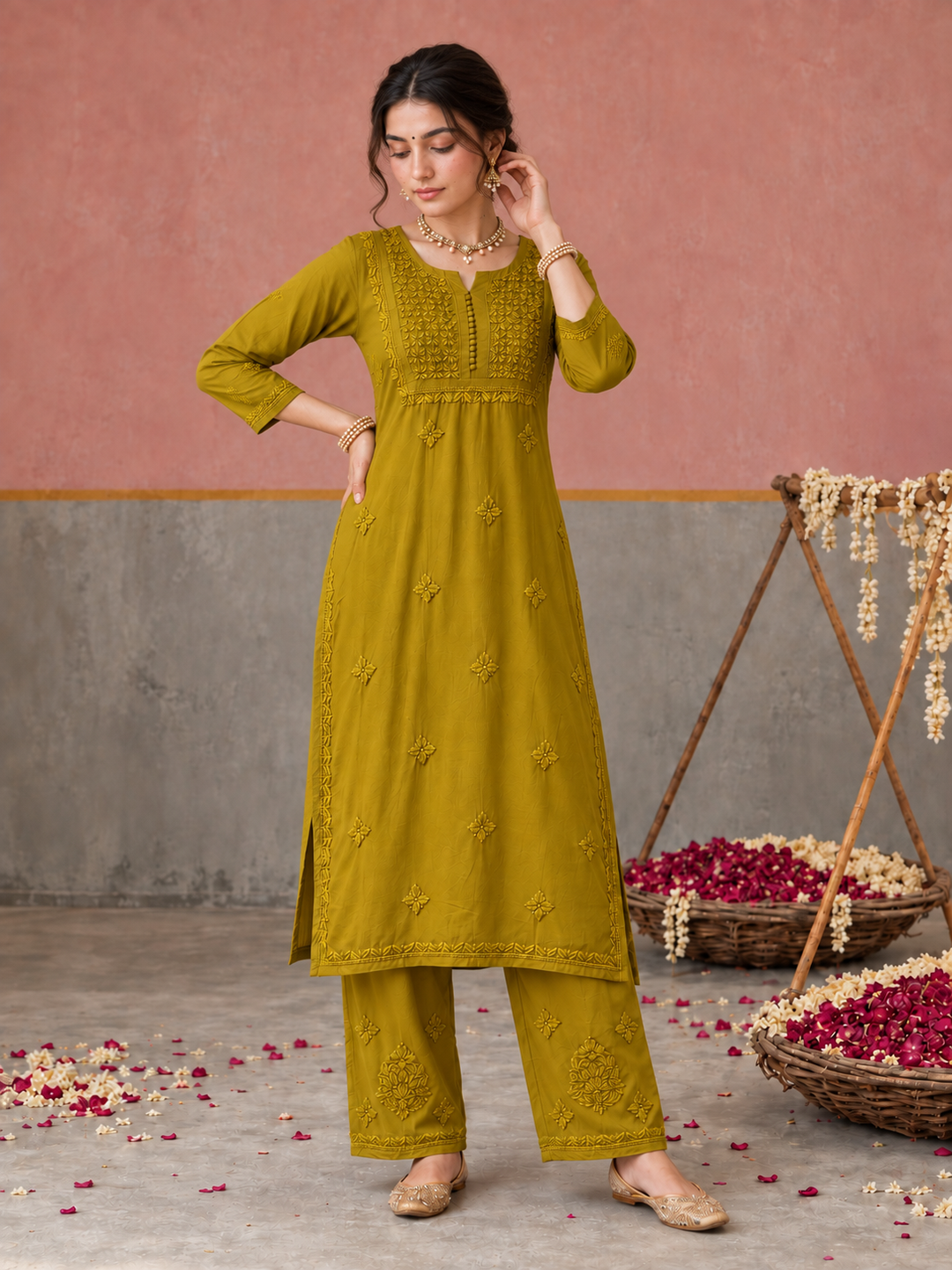 Lajja Chikankari Rayon Co-ord Set