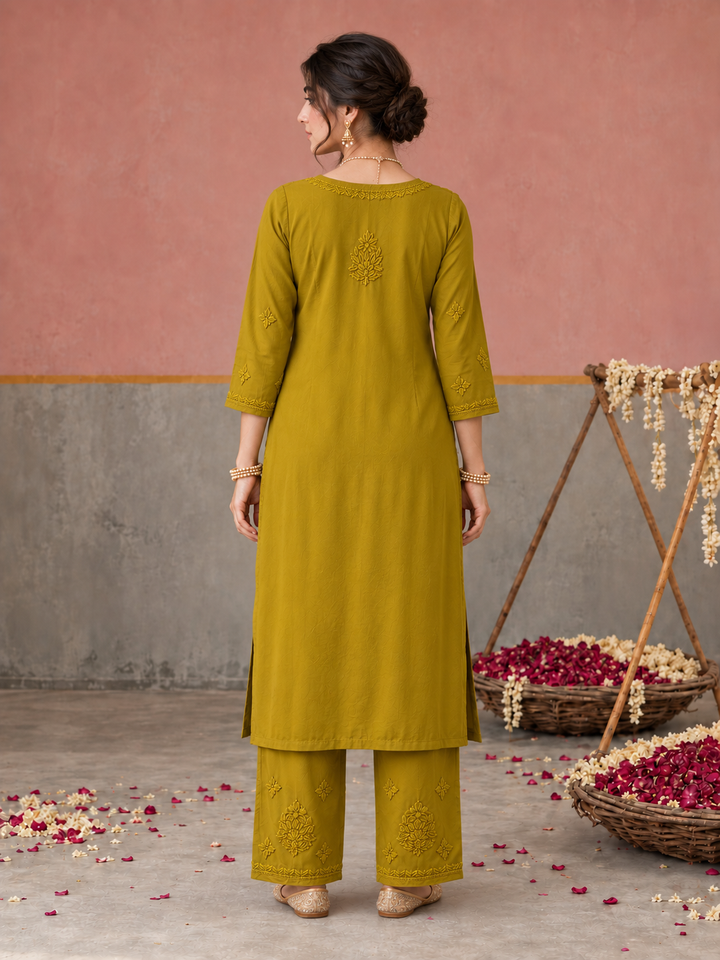 Lajja Chikankari Rayon Co-ord Set
