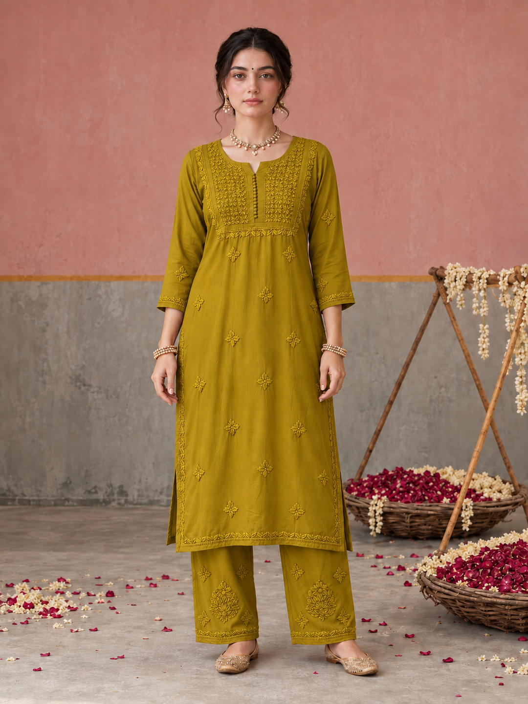 Lajja Chikankari Rayon Co-ord Set