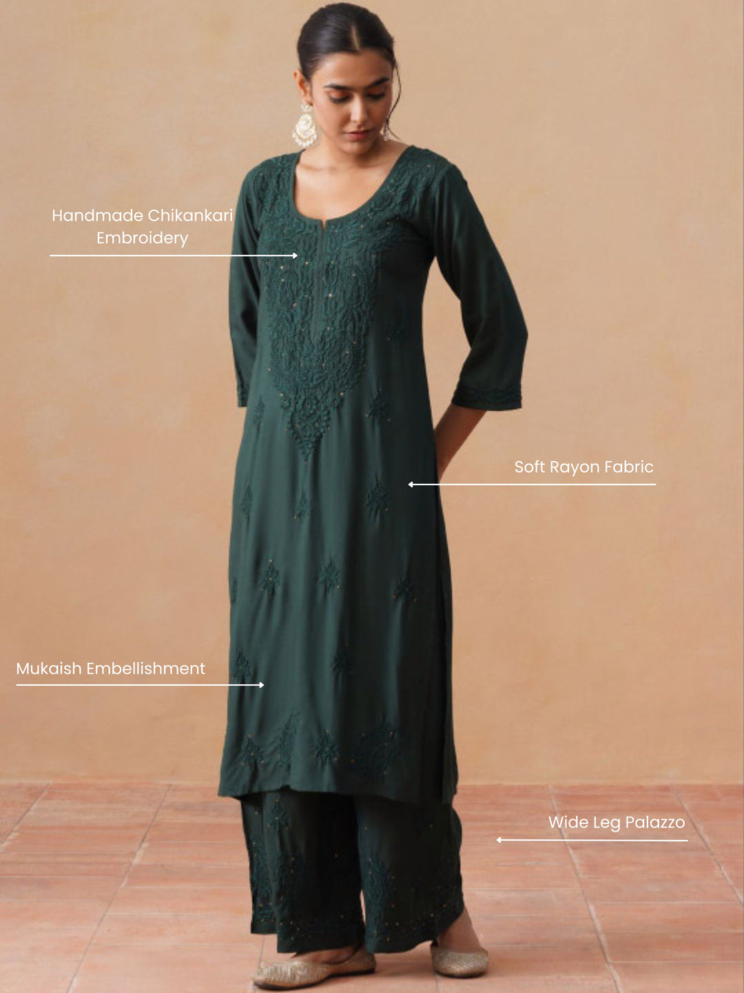 Avika Rayon Chikankari Mukaish Co-ord Set