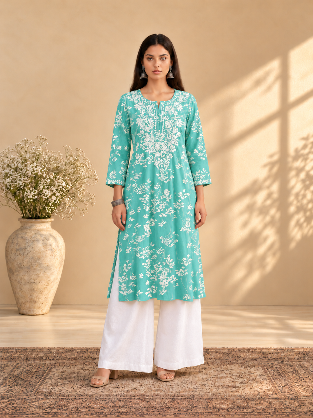 Zainab Chikankari Mulmul Straight Kurta