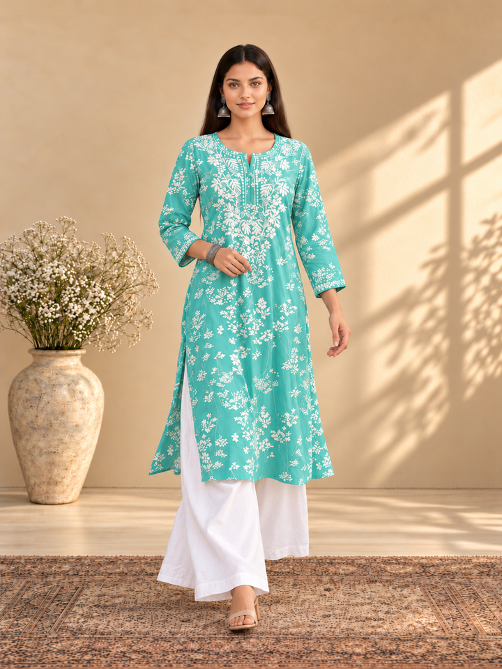 Zainab Chikankari Mulmul Straight Kurta