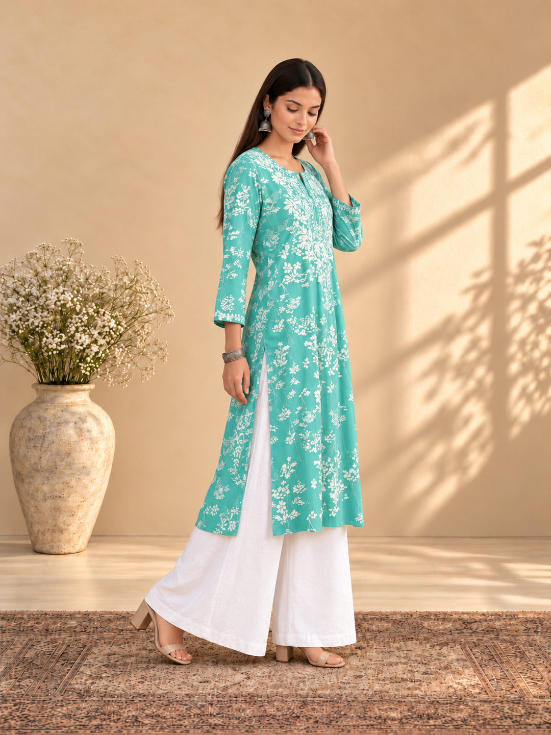 Zainab Chikankari Mulmul Straight Kurta
