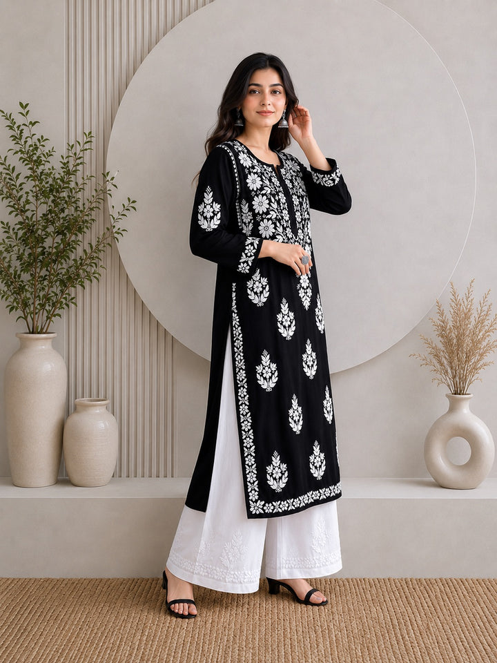 Jahnvi Chikankari Rayon Straight Kurta
