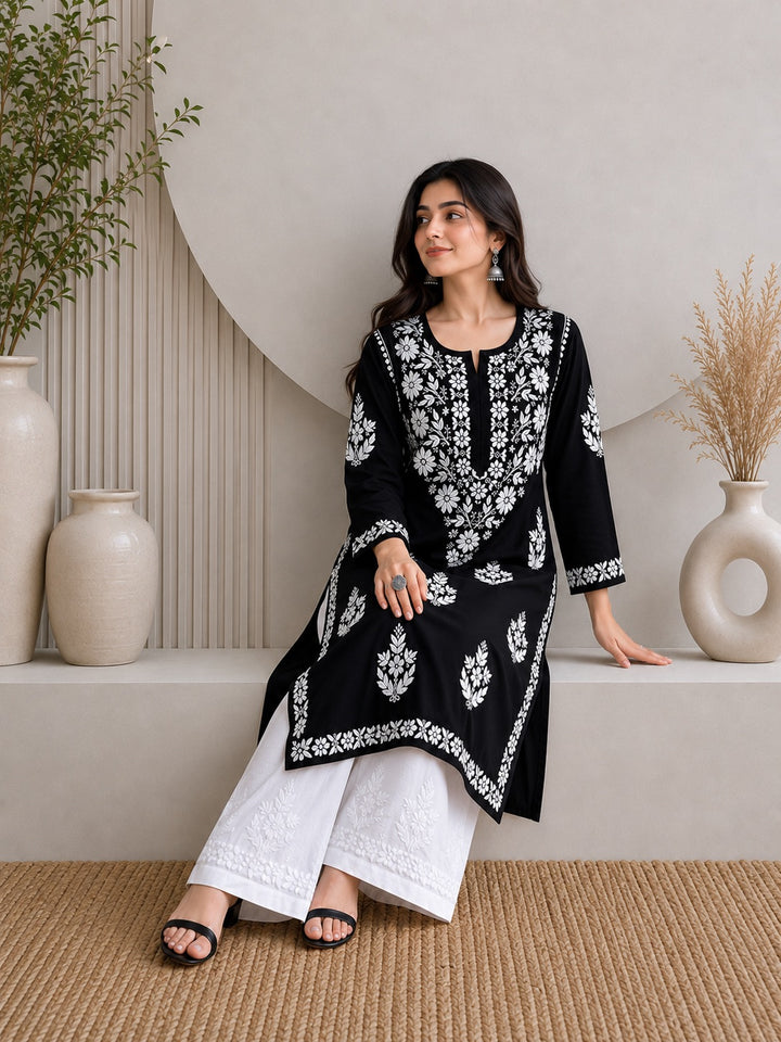 Jahnvi Chikankari Rayon Straight Kurta