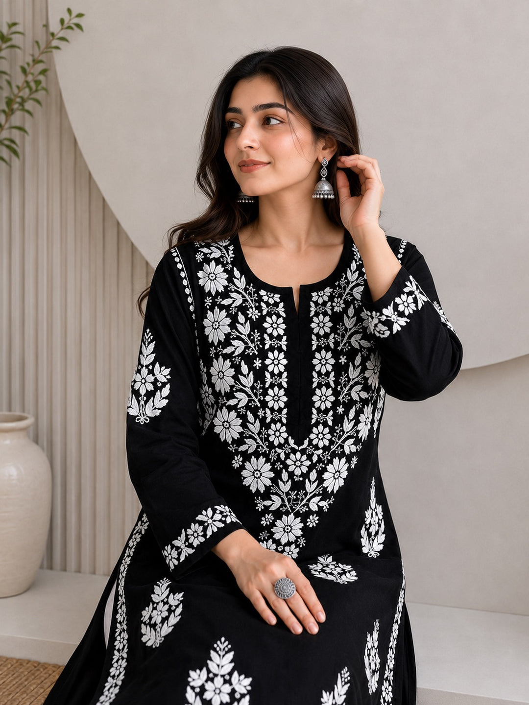 Jahnvi Chikankari Rayon Straight Kurta