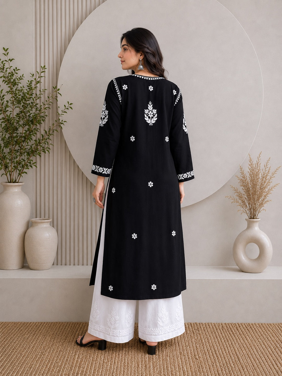 Jahnvi Chikankari Rayon Straight Kurta