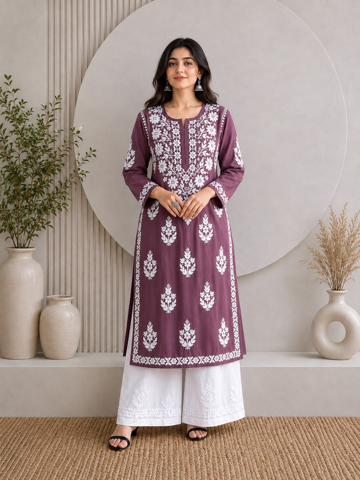 Jahnvi Chikankari Rayon Straight Kurta