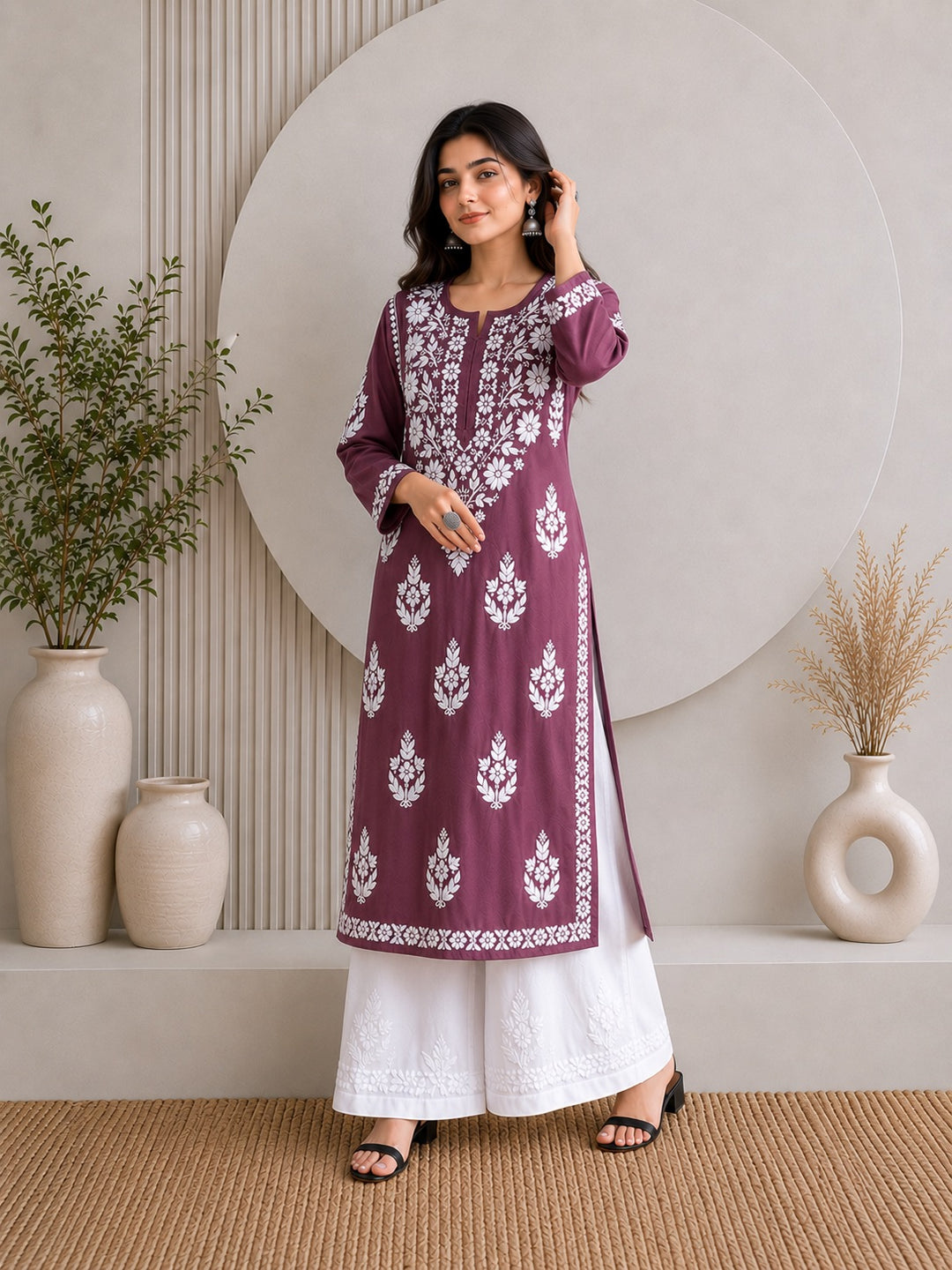 Jahnvi Chikankari Rayon Straight Kurta