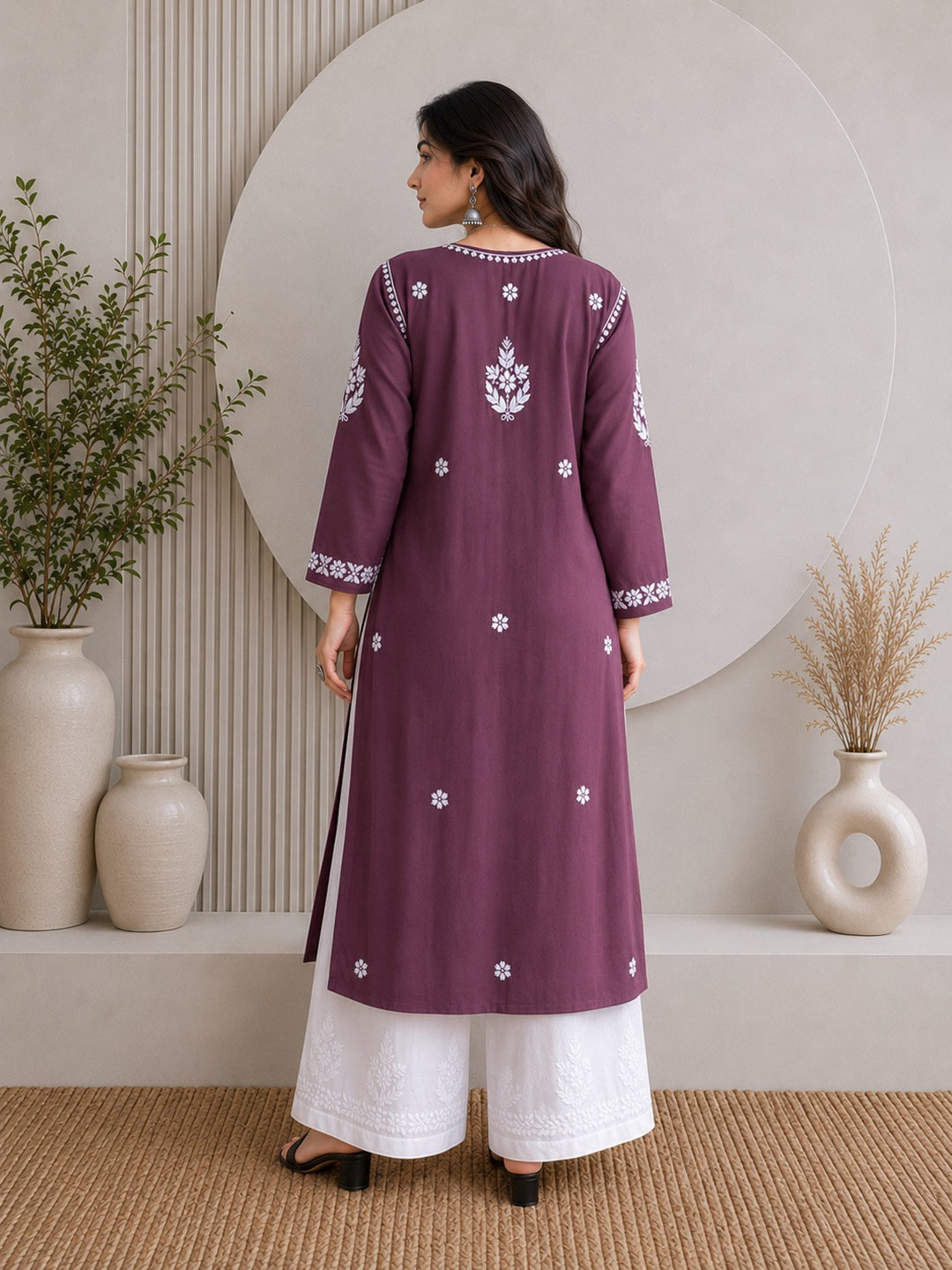 Jahnvi Chikankari Rayon Straight Kurta