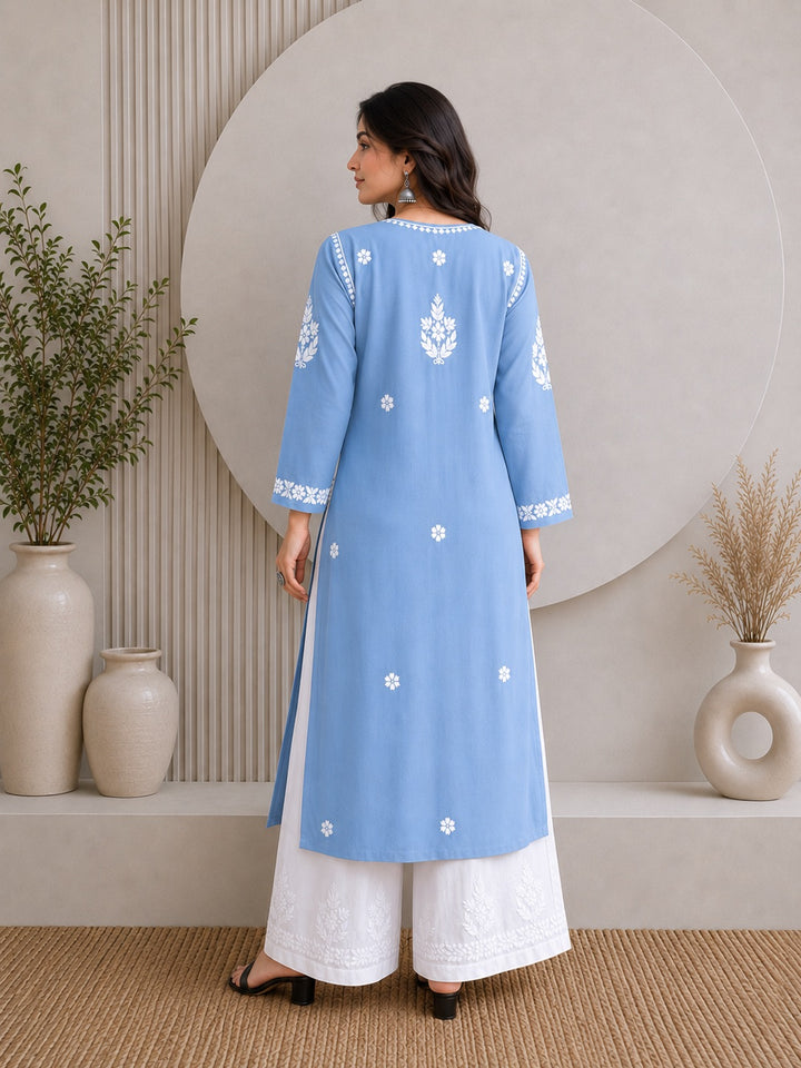 Jahnvi Chikankari Rayon Straight Kurta