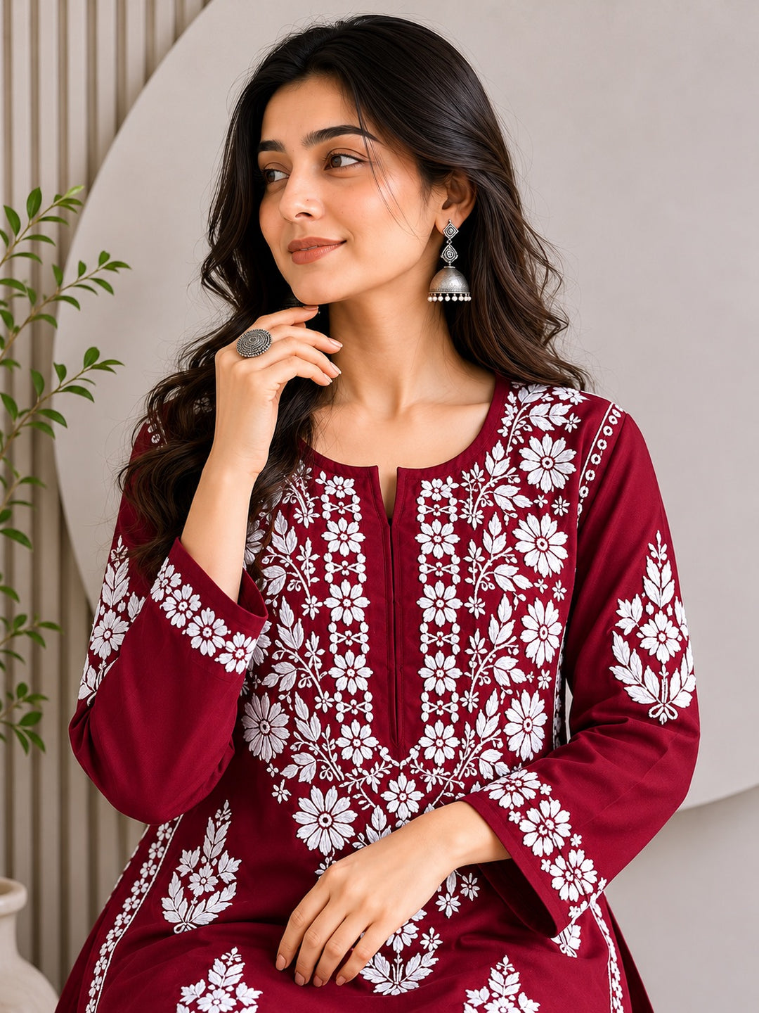 Jahnvi Chikankari Rayon Straight Kurta