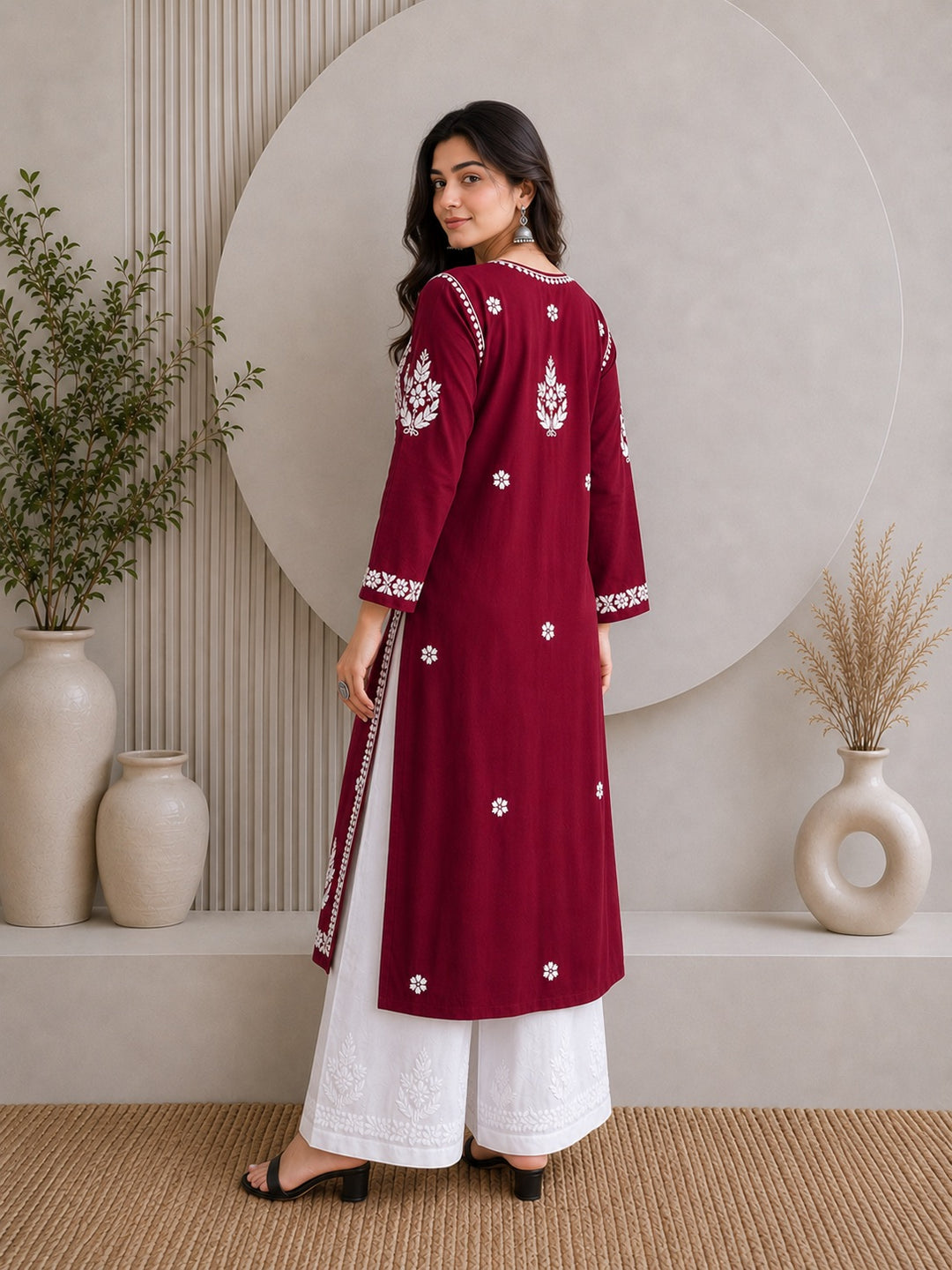 Jahnvi Chikankari Rayon Straight Kurta