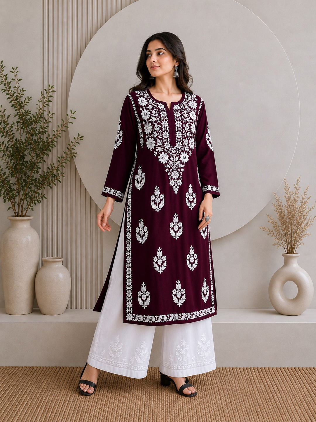 Jahnvi Chikankari Rayon Straight Kurta