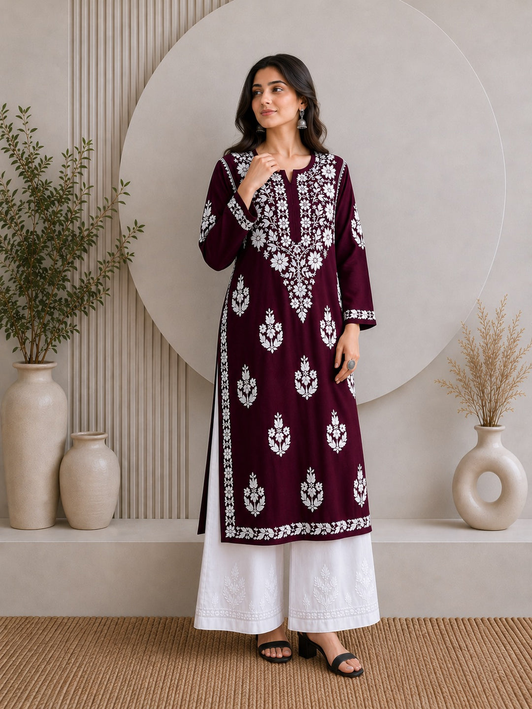 Jahnvi Chikankari Rayon Straight Kurta