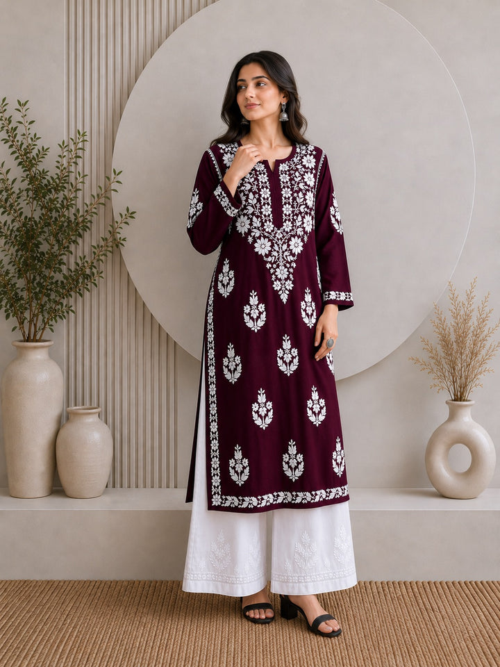 Jahnvi Chikankari Rayon Straight Kurta