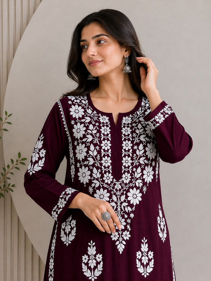 Jahnvi Chikankari Rayon Straight Kurta