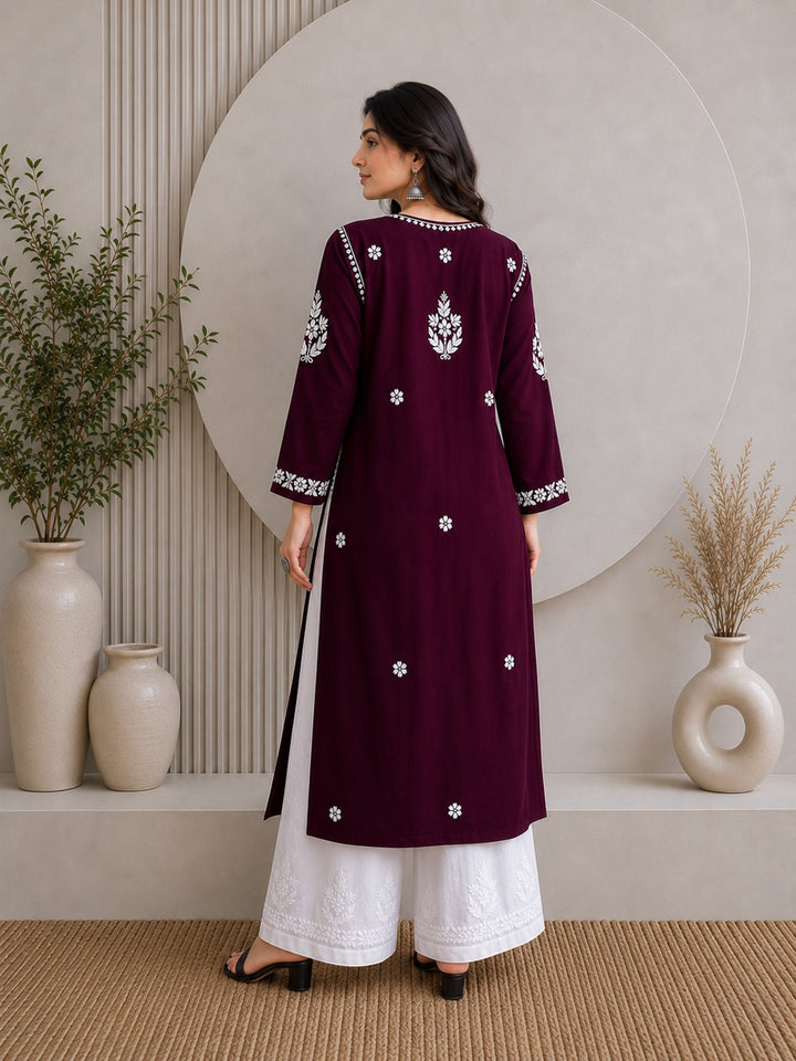 Jahnvi Chikankari Rayon Straight Kurta