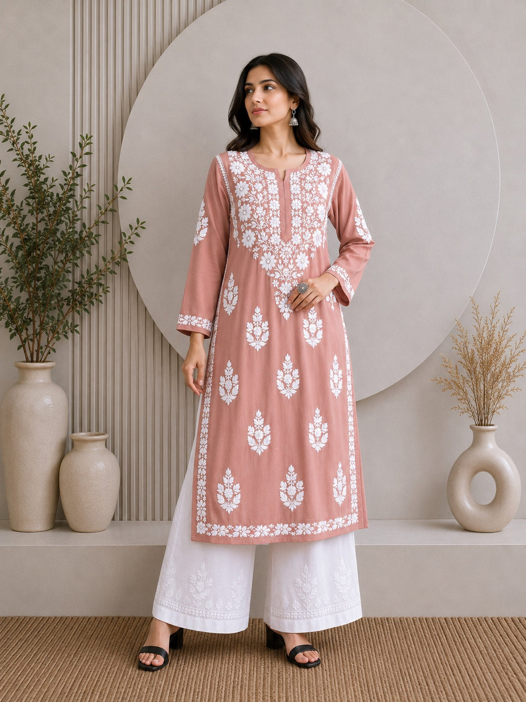 Jahnvi Chikankari Rayon Straight Kurta
