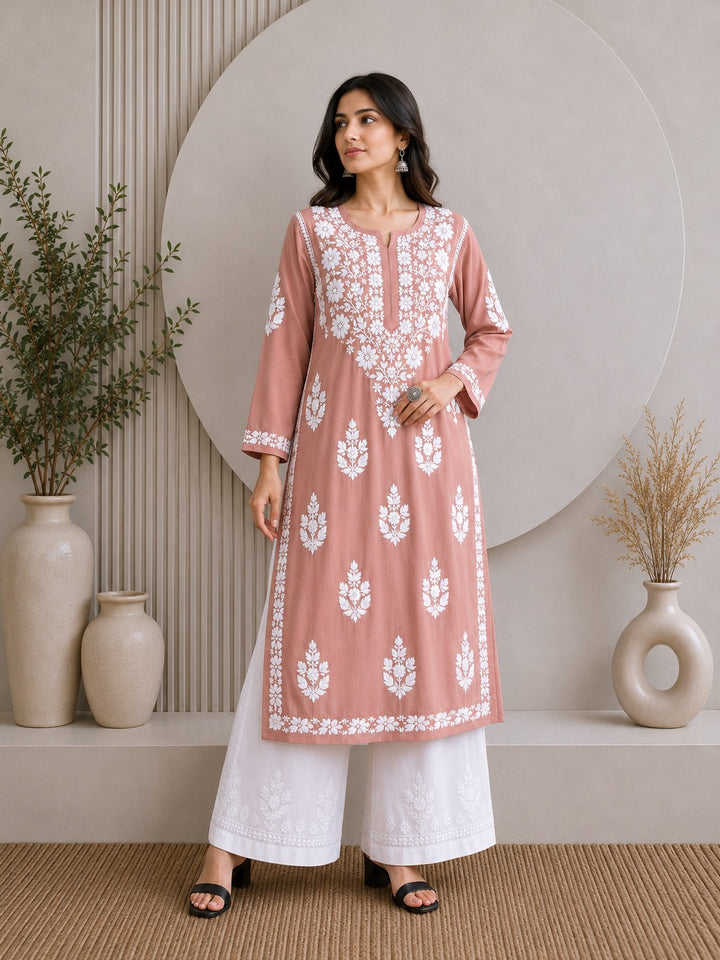 Jahnvi Chikankari Rayon Straight Kurta