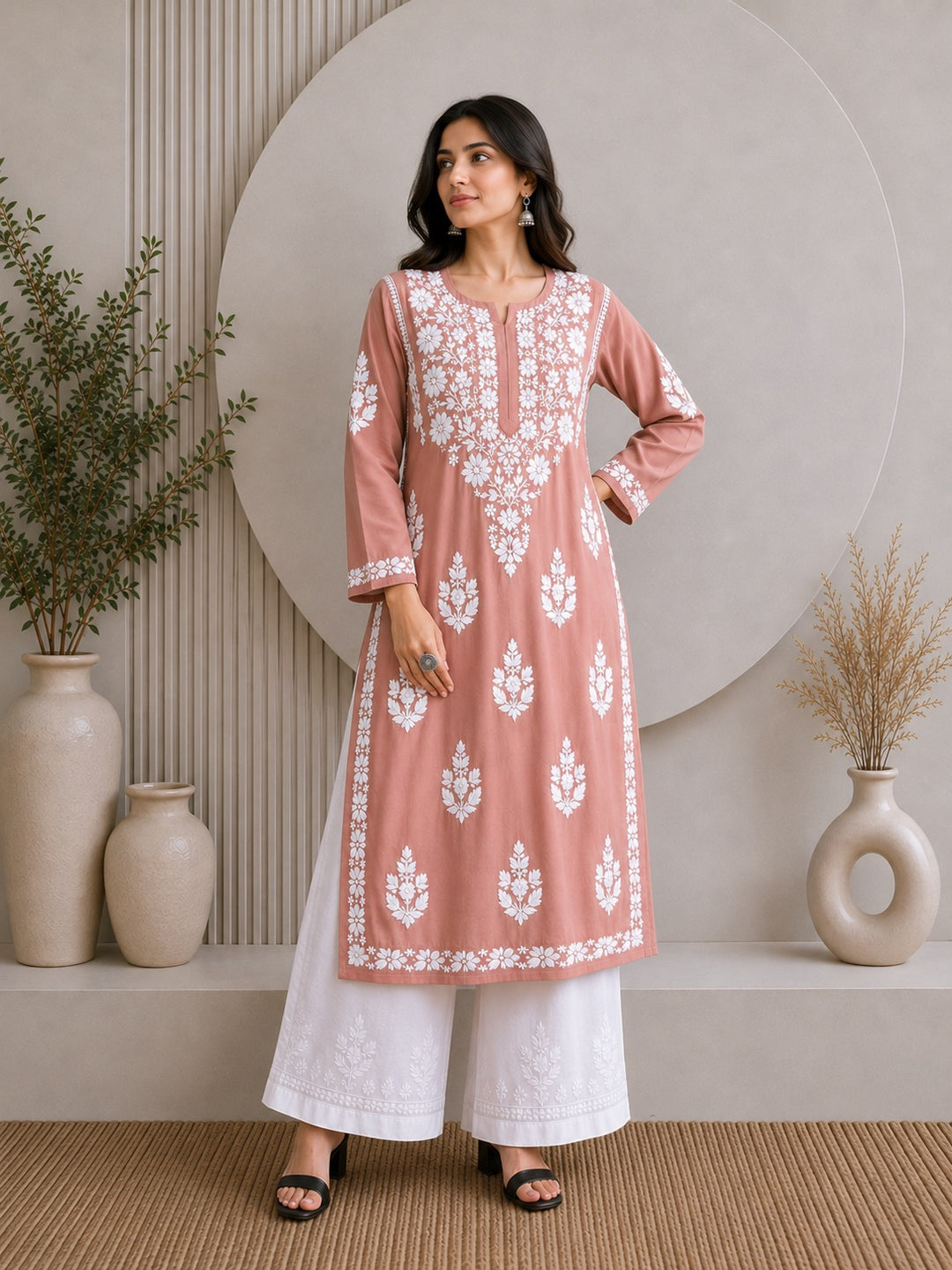 Jahnvi Chikankari Rayon Straight Kurta