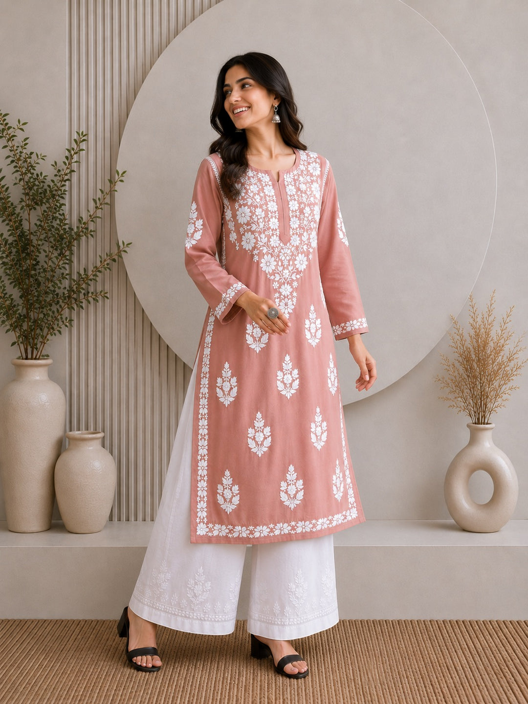 Jahnvi Chikankari Rayon Straight Kurta