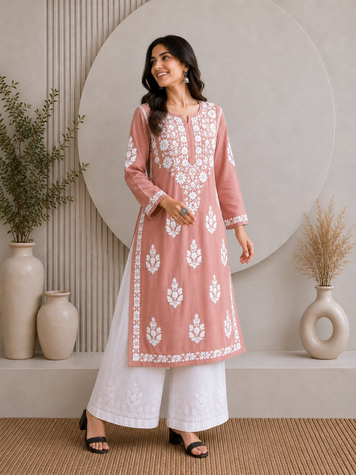 Jahnvi Chikankari Rayon Straight Kurta