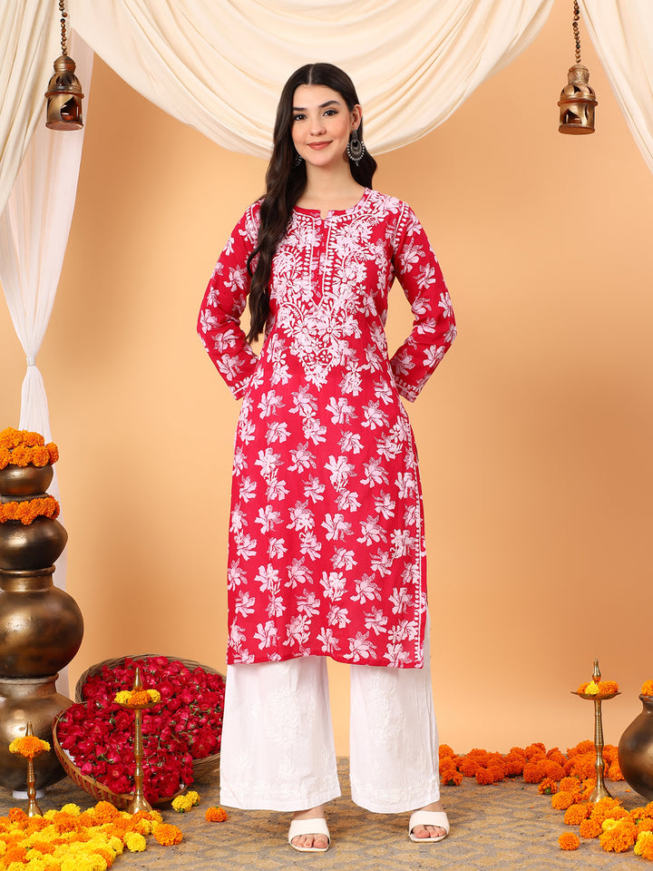 Kiara Mulmul Chikankari Straight Kurta