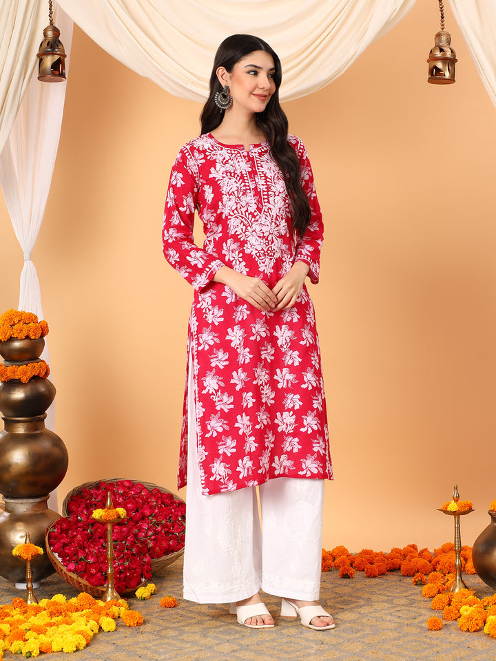 Kiara Mulmul Chikankari Straight Kurta