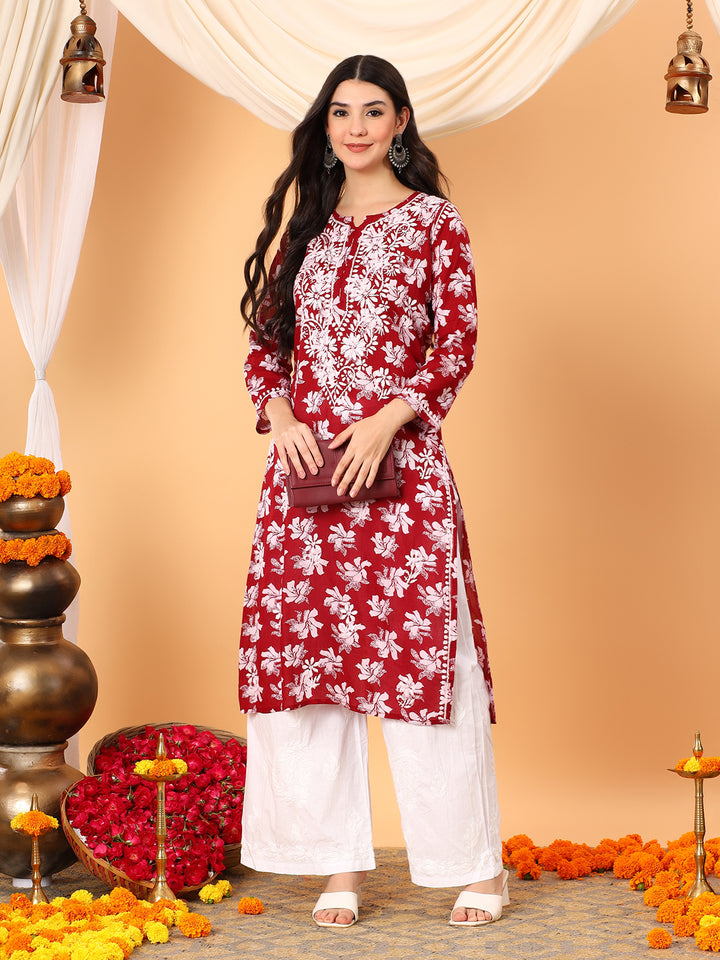 Kiara Mulmul Chikankari Straight Kurta