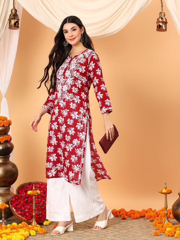 Kiara Mulmul Chikankari Straight Kurta