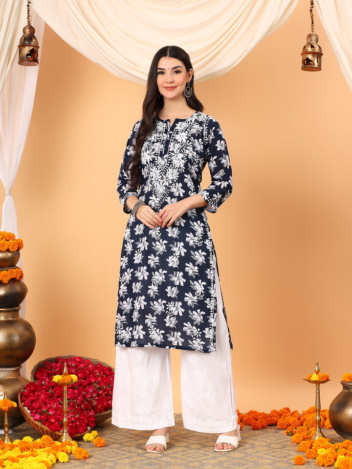 Kiara Mulmul Chikankari Straight Kurta