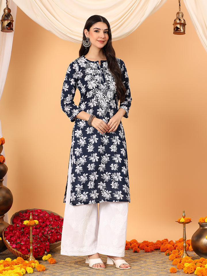 Kiara Mulmul Chikankari Straight Kurta