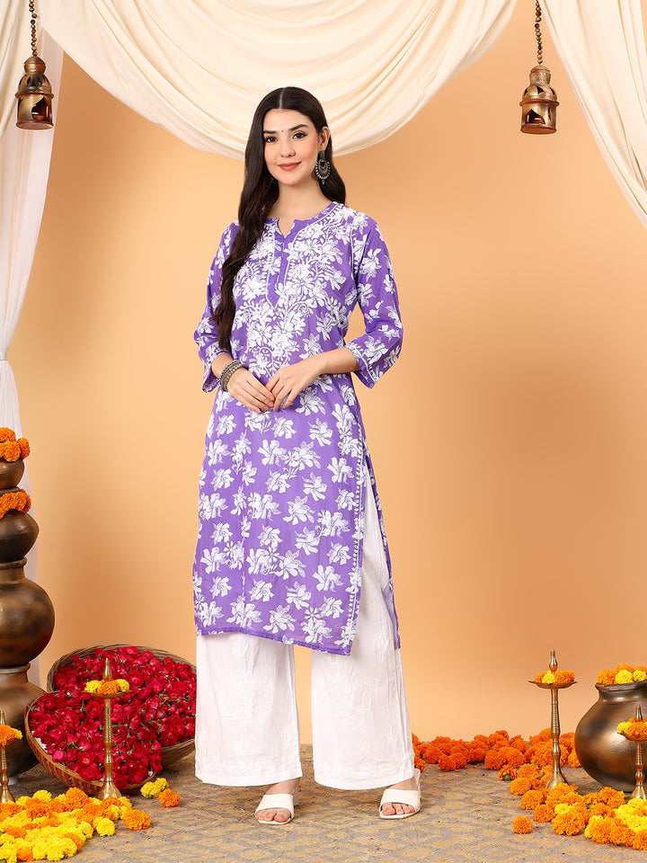 Kiara Mulmul Chikankari Straight Kurta