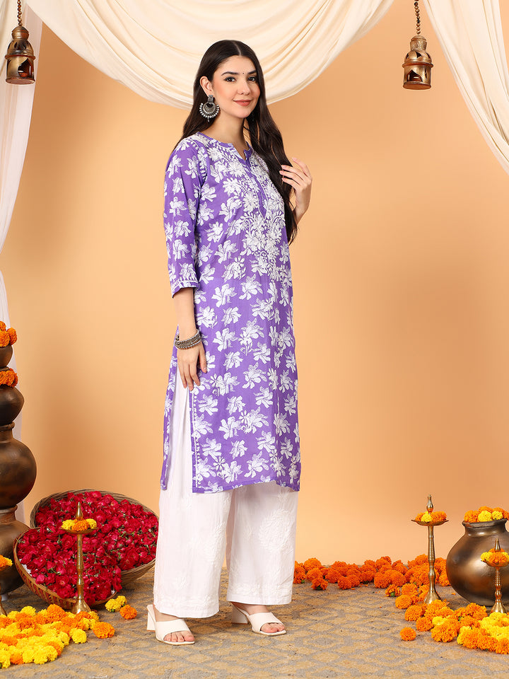 Kiara Mulmul Chikankari Straight Kurta