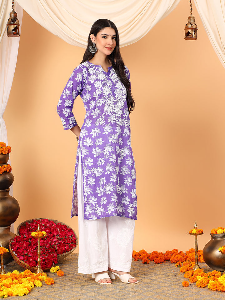 Kiara Mulmul Chikankari Straight Kurta