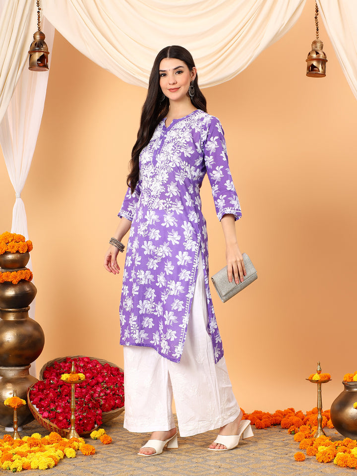 Kiara Mulmul Chikankari Straight Kurta