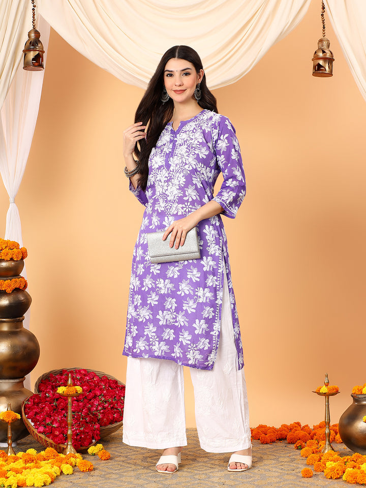 Kiara Mulmul Chikankari Straight Kurta