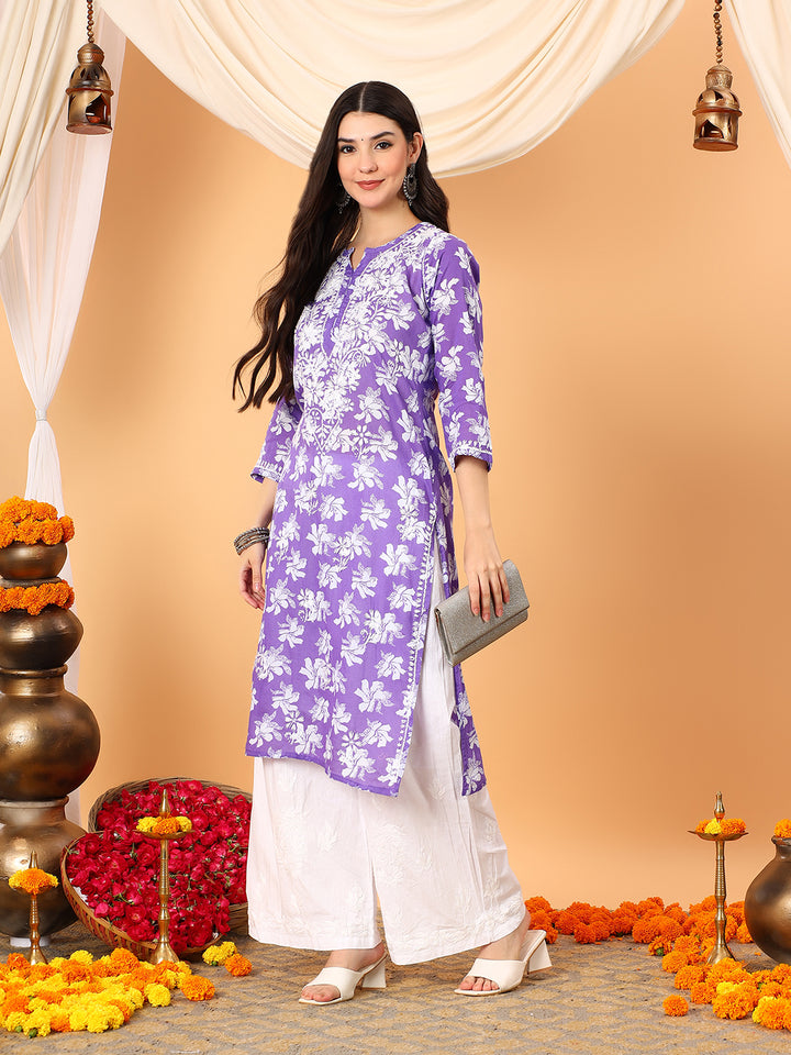 Kiara Mulmul Chikankari Straight Kurta