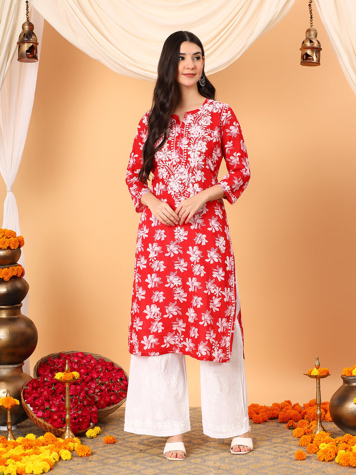 Kiara Mulmul Chikankari Straight Kurta