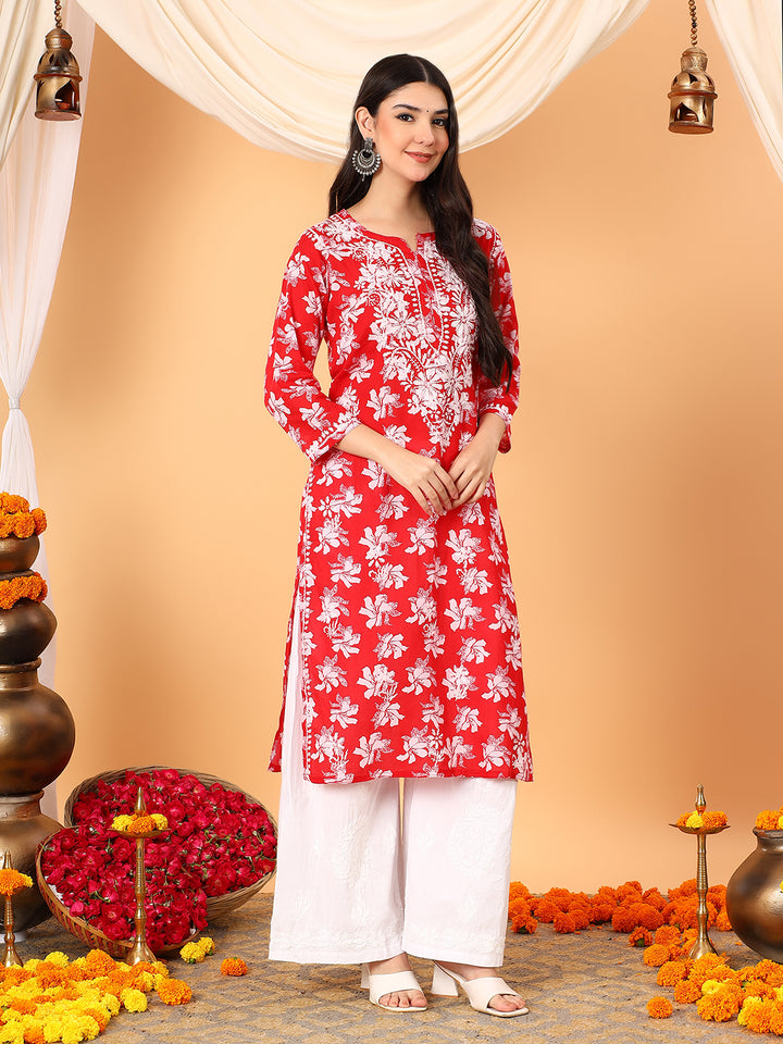 Kiara Mulmul Chikankari Straight Kurta