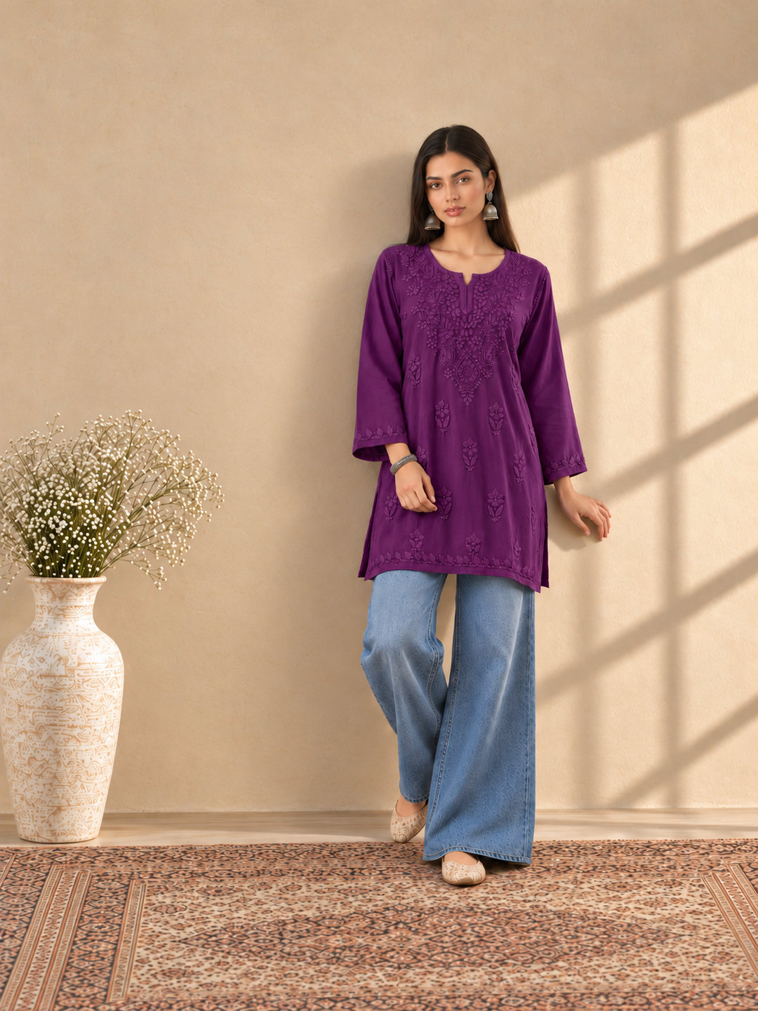 Akira Rayon Short Chikankari Kurti for Women
