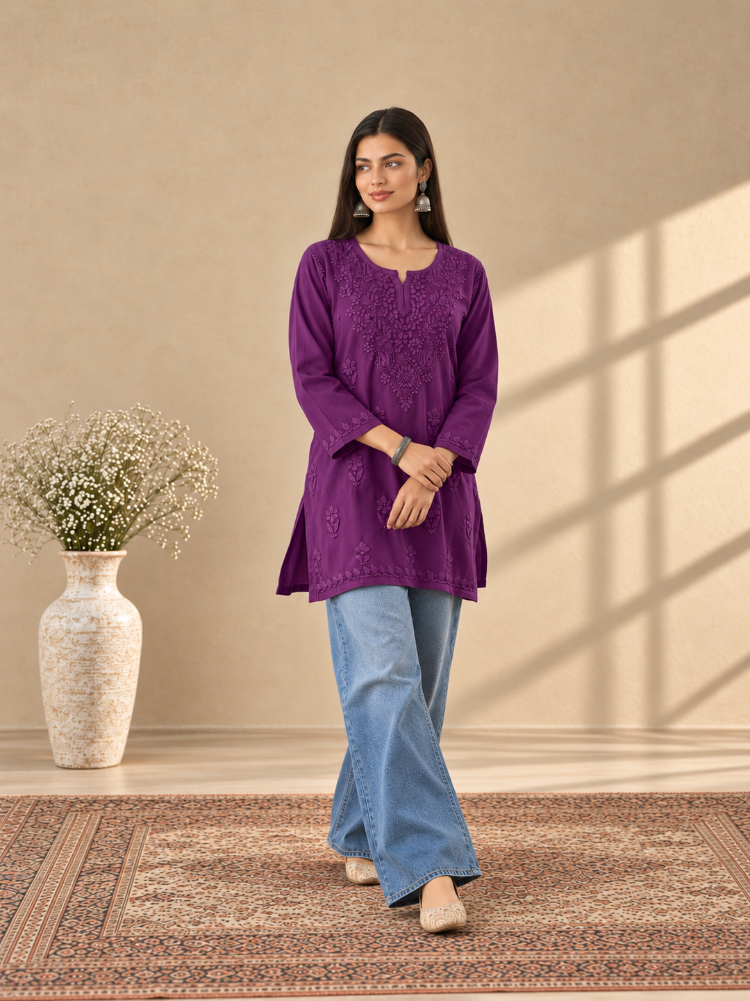 Akira Rayon Short Chikankari Kurti for Women