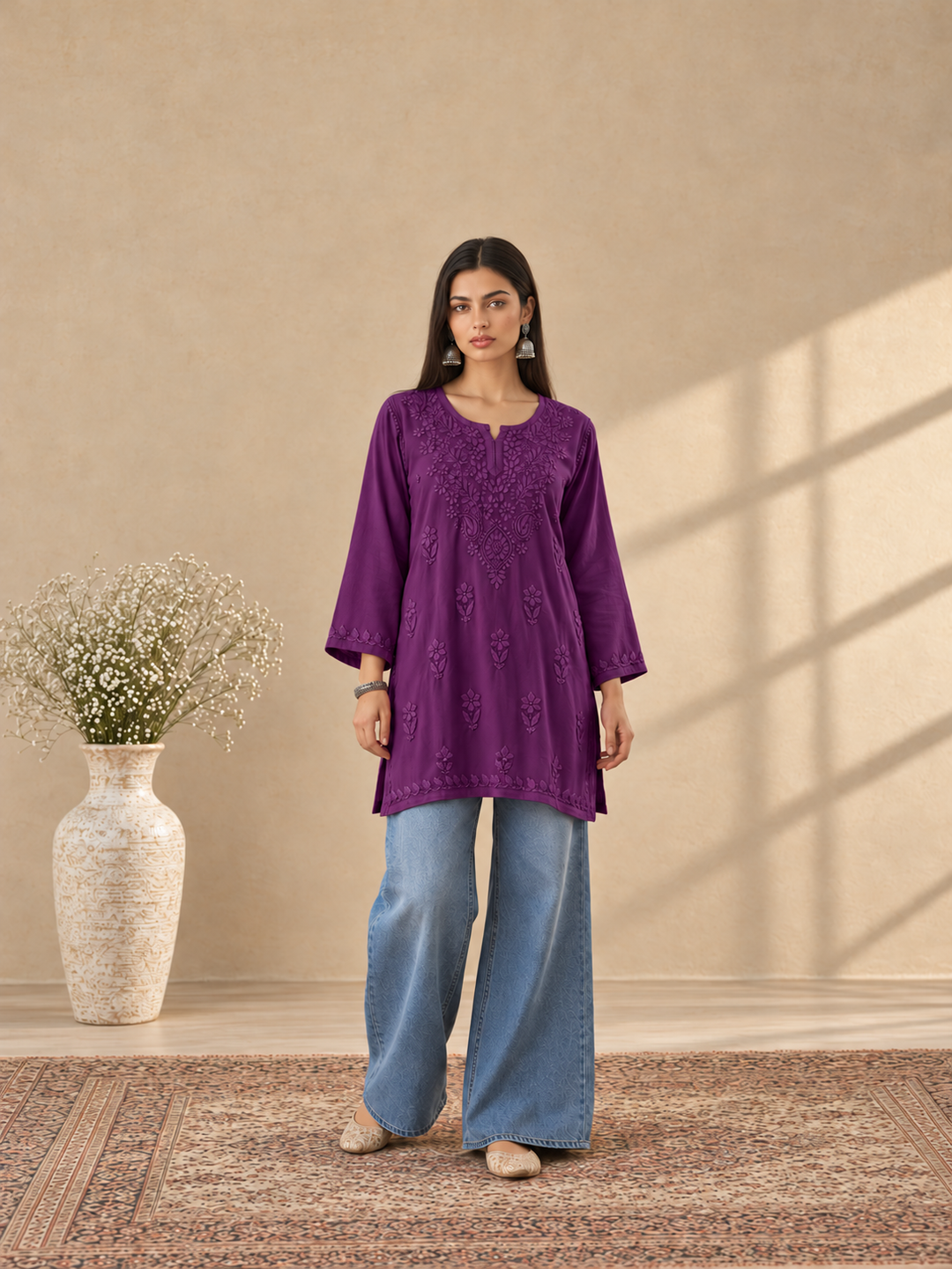Akira Rayon Short Chikankari Kurti for Women