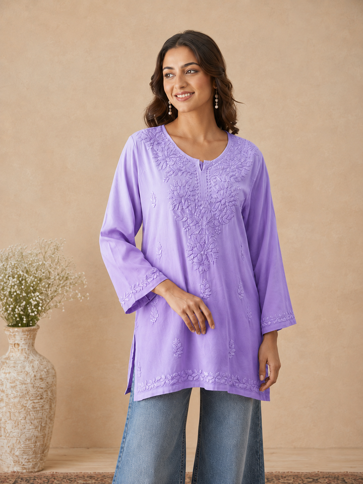 Ishara Modal Chikankari Ombre Short Kurti