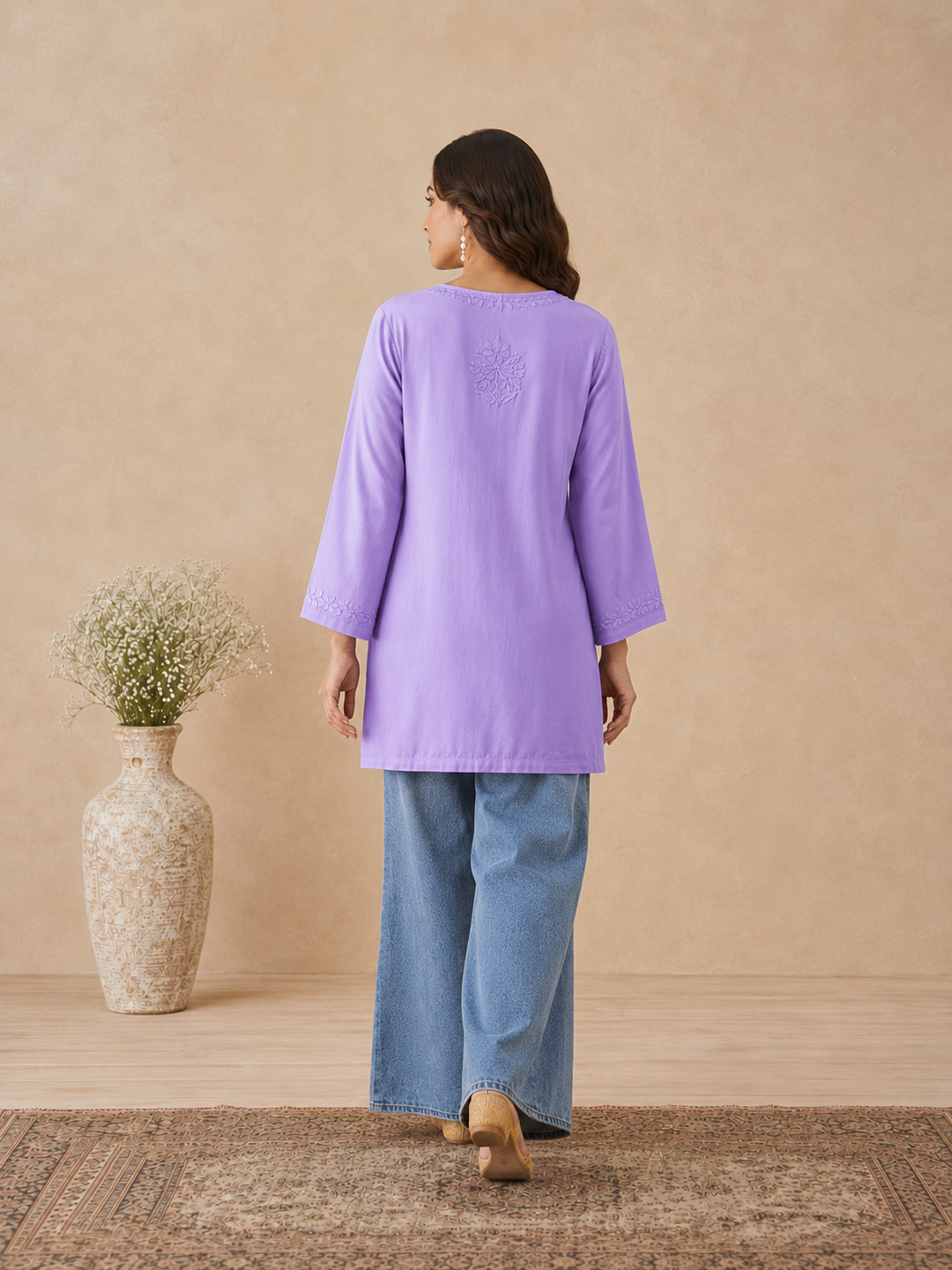 Ishara Modal Chikankari Ombre Short Kurti