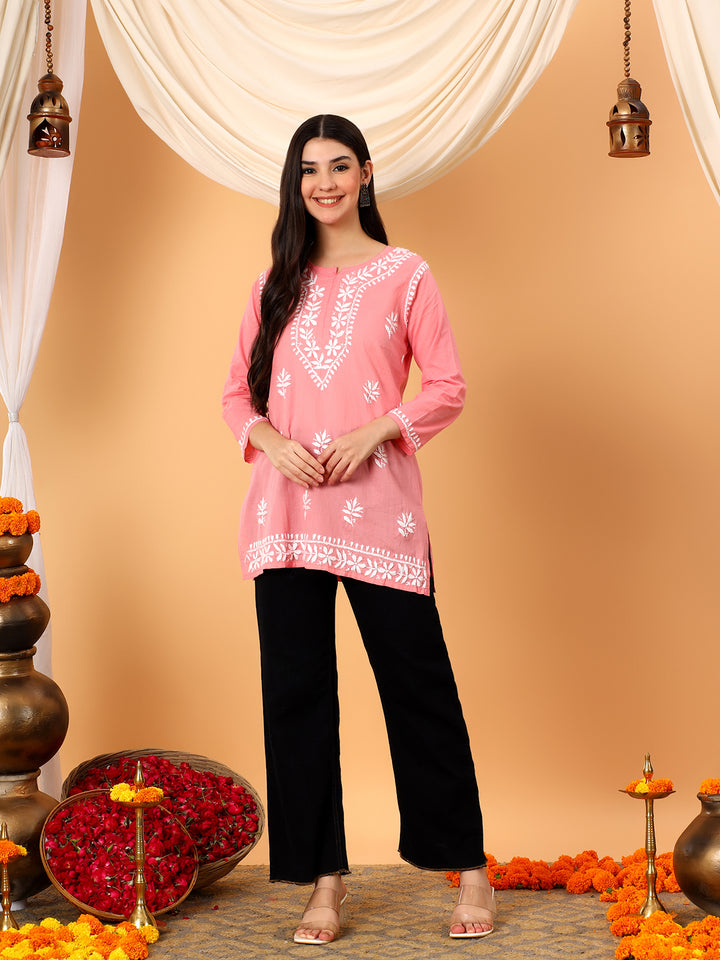 Maahi Chikankari Short Cotton Kurti